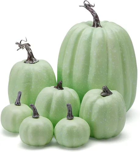 Miniatura 11 de woshilaocai 7 calabazas artificiales, decoración de cosecha de otoño, Acción de Gracias/Halloween, vacaciones, decoración de casa de campo