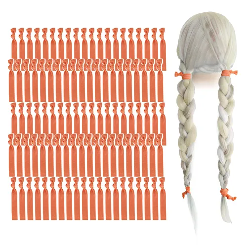 Miniatura 10 de MEEDEE Paquete de 100 lazos para el cabello, color negro, sin pliegues, nudos suaves para mujeres, sin daño, adecuado para colas de caballo, yoga