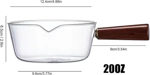 Miniatura 2 de Cacerola de vidrio transparente, resistente al calor, mini olla a fuego lento con mango de madera, juego de utensilios de cocina de vidrio
