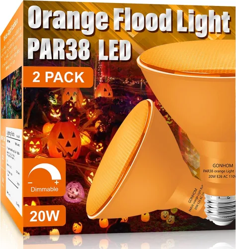 Miniatura 19 de Gonhom PAR38 - Luces de inundación para exteriores, bombillas LED regulables, 20 W (equivalente a 200 W), base E26, porche al aire libre, Rojo