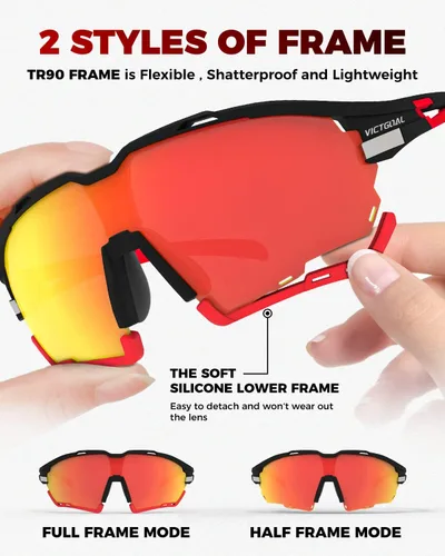 Miniatura 3 de VICTGOAL Cycling Glasses for Men Women with Polarized and Photochromic 2 Lenses Clear Road Bike Running Sports Sunglasses
