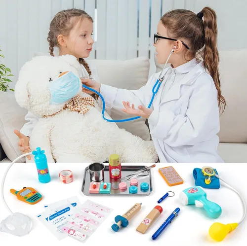 Miniatura 4 de Sundaymot Kit médico para niños, juego de simulación de 34 piezas para niños pequeños, kit de médico para niños pequeños de 3 a 5 años, con bolsa
