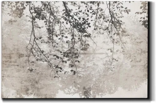 Miniatura 40 de Lienzo de arte de pared de paisaje abstracto con flores y bosque moderno, cuadros de arte para decoración de sala de estar, cocina, baño, oficina