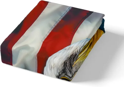 Miniatura 4 de Juego de ropa de cama de bandera estadounidense tamaño individual para habitación de niños y niños, juego de funda de edredón de águila calva, funda
