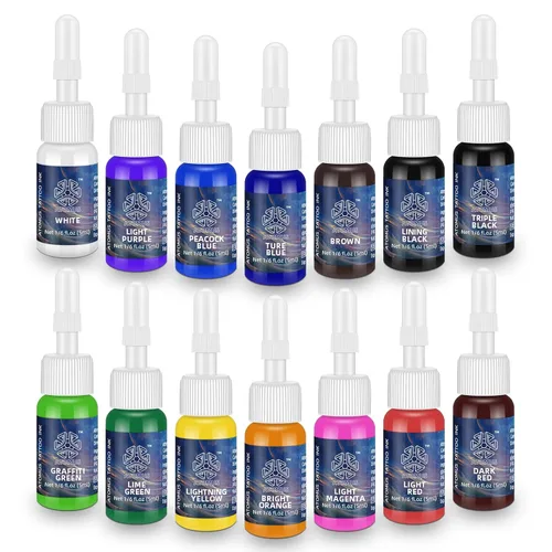 Miniatura 9 de ATOMUS Tinta de tatuaje 5 colores 1 oz 1.0 fl oz suministro de tatuaje pigmento negro planta natural tatuaje tinta pigmento maquillaje permanente