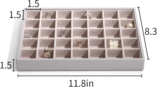 Miniatura 2 de Vlando Miller - Bandeja apilable para joyas, diseño de múltiples capas de gran capacidad y moda (gris)