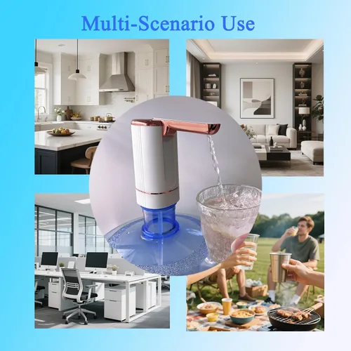 Miniatura 8 de Dispensador de agua eléctrico plegable para jarra de 5 galones, carga USB, 3 modos con interruptor de apagado automático, portátil para el hogar, al