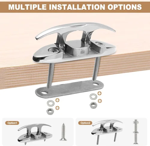 Miniatura 2 de Thorn Taco plegable para barco, acero inoxidable marino de 4-1/2 pulgadas, tacos plegables con cierres y placas traseras Plateado (sliver)