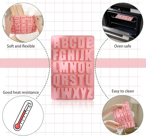 Miniatura 3 de 2 moldes de letras para chocolate, moldes de silicona para manualidades, adecuados para hacer chocolate, dulce de azúcar, galletas, pasteles y otros