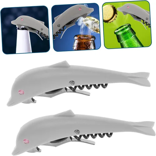 Miniatura 7 de DOITOOL Abridor de botellas, 2 piezas, abrebotellas de cerveza, abrebotellas de vino, diseño de forma de delfín, suministros de barra