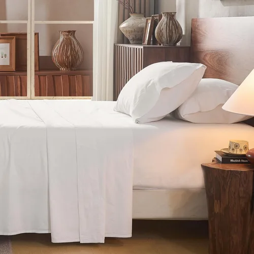 Miniatura 9 de Juego de sábanas de lino 100% tamaño King, juego de sábanas de lino transpirable y duradero de 4 piezas, ropa de cama suave para todas