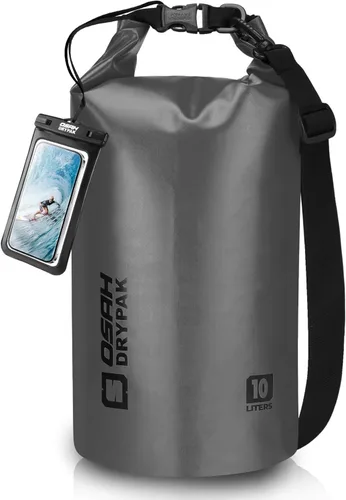 Miniatura 50 de Bolsa seca impermeable, 5L/10L/20L/30L/40L Mochila de almacenamiento ligera con funda para teléfono para mujeres y hombres, saco impermeable Gris