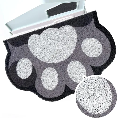 Miniatura 14 de Bonita alfombra de arena para gatos de 24 x 19 pulgadas, tapete para caja de arena, suave para patas de gatito, fácil de limpiar, antideslizante