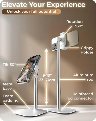 Miniatura 6 de COOPER ChatStand, soporte ajustable para teléfono celular para escritorio, soporte de teléfono para grabación, soporte de iPhone para filmación, B