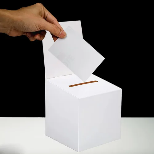 Miniatura 4 de 12 urnas de donación para recaudación de fondos, caja de cartón de 6 x 6 x 6 pulgadas con ranura y cabecera extraíble para recoger tarjetas