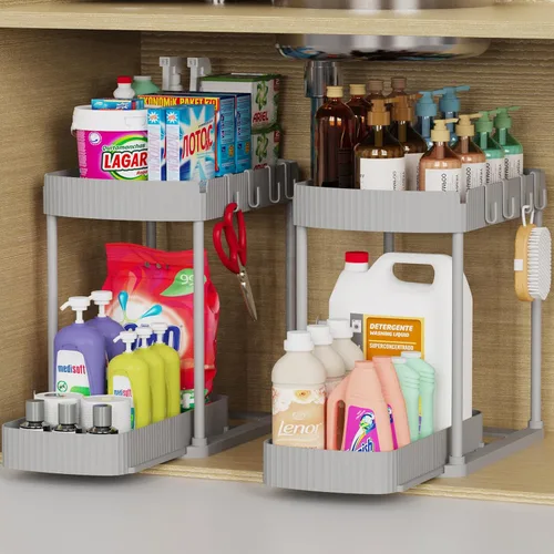 Miniatura 10 de Ukeetap Organizadores de almacenamiento extraíbles multiusos, organizadores debajo del fregadero/gabinete y almacenamiento para baño y cocina, Negro