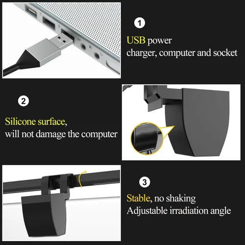 Miniatura 7 de CATPOWER Barra de luz para monitor de computadora, barra de luz LED para espacio de trabajo, lámpara de monitor regulable, control de botón