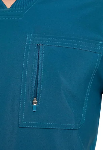 Miniatura 3 de Cherokee Infinity - Camisa quirúrgica para hombre, color sólido, con cuello en V