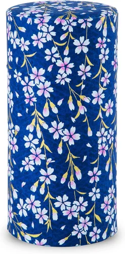 Miniatura 21 de NOREN Lata de Té Japonés (Papel Yuzen Washi), Tamaño de 3.5 oz Hecho en JAPÓN con Tapa Interior Incluida Hermética a Prueba de Humedad/Frasco