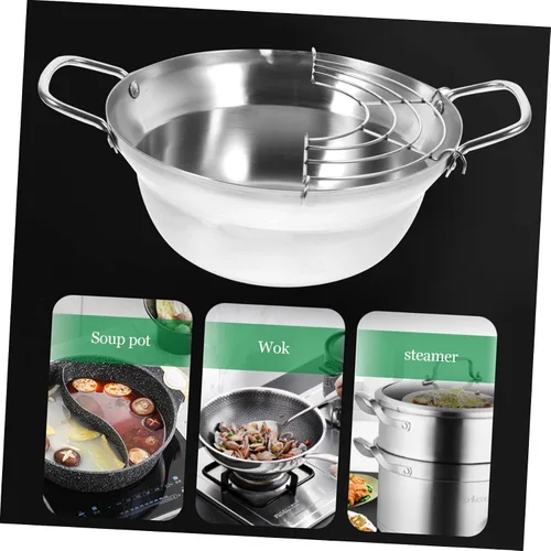 Miniatura 5 de 1 sartén de estilo japonés, utensilios de cocina antiadherentes, olla portátil para cocinar, cocina de inducción, sartén tempura, freidora