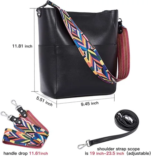 Miniatura 31 de BROMEN Bolsa Hobo para mujer, diseñada con cuero vegano, de hombro, bandolera