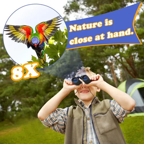 Miniatura 2 de Binoculares reales para niños. Regalos para niños de 3 a 12 años. Niños o niñas. Binoculares compactos de juguete de 8x21 con óptica de alta