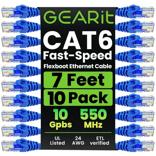 Miniatura 23 de GEARit Cable de conexión Ethernet Cat 6 de 0.5 pies, color negro (paquete de 10), cables de conexión Cat6 de 0.5 pies, cable de conexión