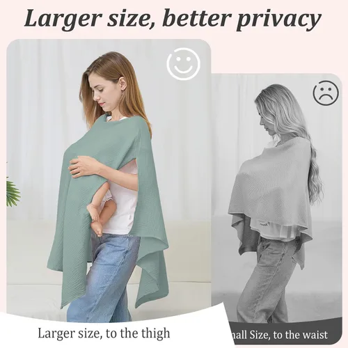 Miniatura 2 de Muslin Cobertura de Lactancia para Amamantar, Cobertura de Pecho de Algodón Suave y Transpirable para Mujeres, Cobertura de Lactancia con Total Verde
