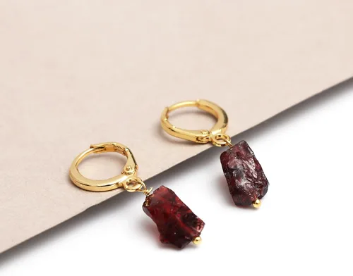 Miniatura 22 de Gempires Handmade Gemstone Hoop Earrings Raw Crystal Dangle Jewelry Hypoallergenic Gold Plated Lightweight Elegant Jewelry Gifts For Women