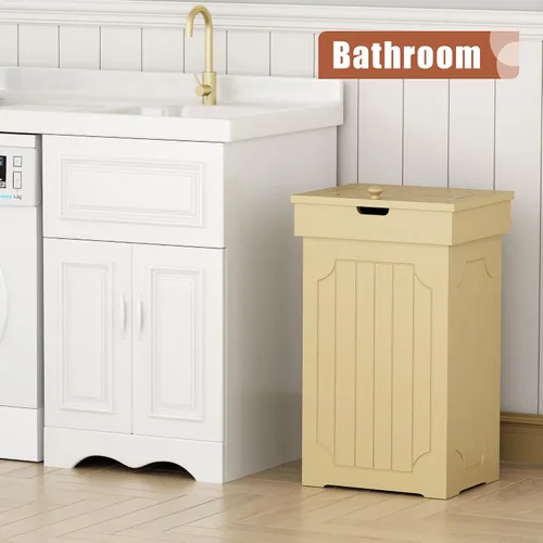 Miniatura 9 de Home-Like cubo para basura de madera con tapa, de 13 galones, ideal para basura reciclable, de 16” de ancho x 13” de profundidad y x 26.5” de alto.