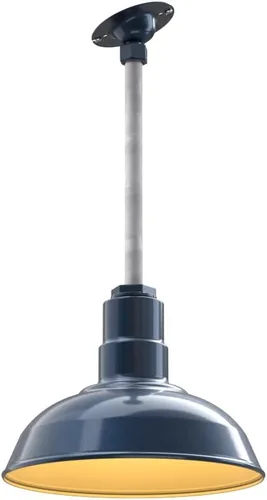 Miniatura 89 de Steel Lighting Co. El Segundo - Lámpara de granero Colgante montado en el techo Domo de 12 pulgadas Vástago de 12 pulgadas Luz de acero