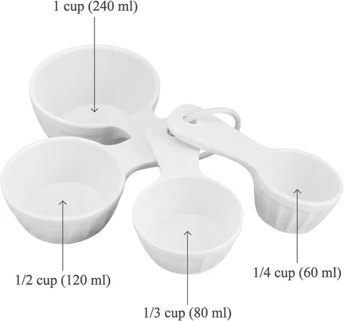 Miniatura 2 de UP Juego de 4 tazas medidoras de melamina estilo latte, herramientas profesionales de anidación para hornear y cocinar para ingredientes líquidos
