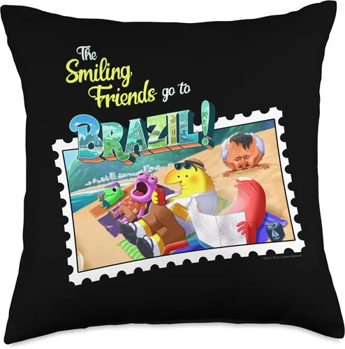 Miniatura 5 de Adult Swim The Smiling Friends Go to Brazil - Almohada de 16 x 16 pulgadas, multicolor