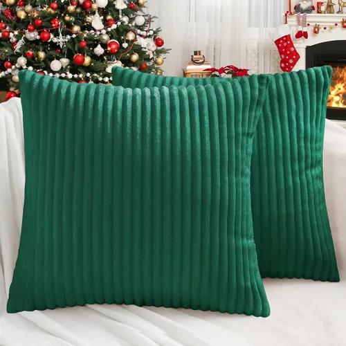 Miniatura 32 de Simmore Juego de 2 fundas de almohada decorativas de 16 x 16 pulgadas, fundas de almohada de franela de felpa suave de doble cara para sofá sala