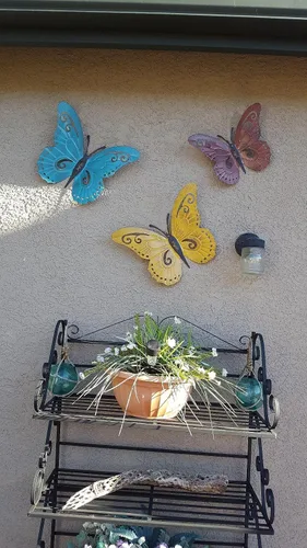 Miniatura 6 de Superdream Arte decorativo de pared decorativo de mariposa de metal 3D inspirado en la naturaleza para colgar en interiores o exteriores