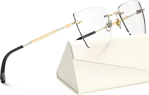 Miniatura 46 de ANYLUV Rimless Blue Light Glasses for Women/Men, Fashion Lightweight Blue Light Blocking Glasses with Stylish Metal Temples