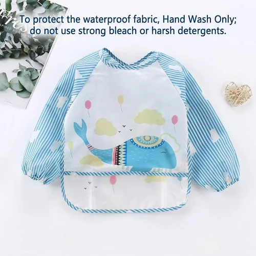 Miniatura 2 de PandaEar Paquete de 3 baberos de manga larga Babero impermeable de manga completa para bebés de 6 a 36 meses
