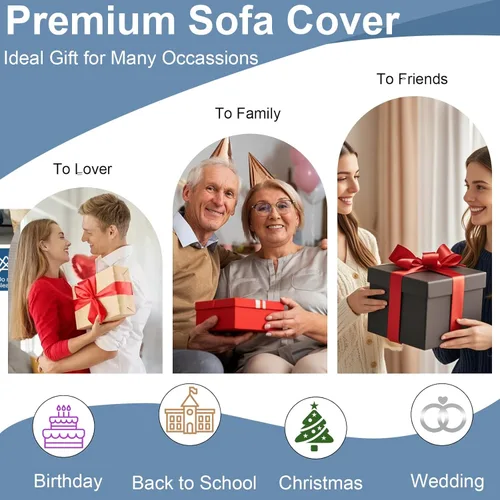 Miniatura 139 de VClife Fundas de sofá bohemio de felpilla para sofá seccional, fundas de sofá suaves y antideslizantes para sofá de 2 cojines, protector de muebles