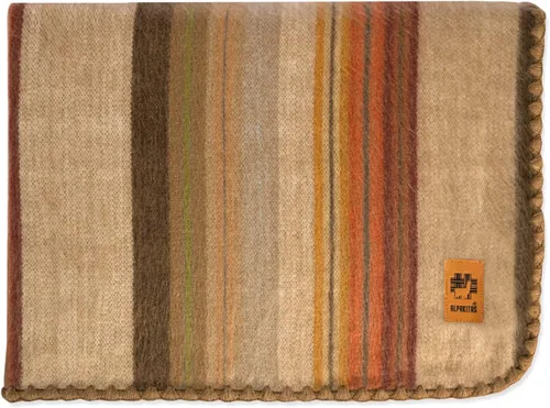 Miniatura 10 de Manta de lana de alpaca - Tamaño individual para cama y manta cálida, ligera, para sofá o campamento - Exterior - 75 x 38 pulgadas (blanco y marrón)