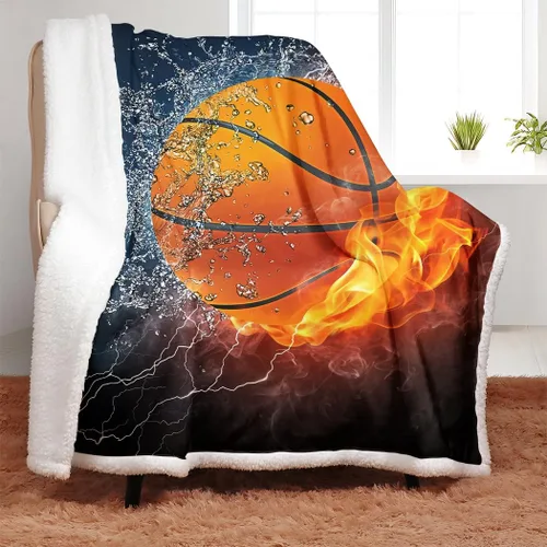 Miniatura 2 de YISUEMEI - Manta sherpa de baloncesto, suave y afelpada, manta de forro polar para amantes del baloncesto, entrenadores, hombres, 50 x 60 pulgadas