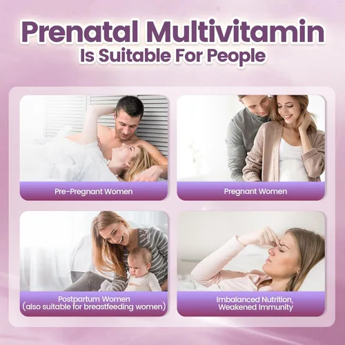 Miniatura 7 de VivoNu Multivitamínico prenatal, vitaminas prenatales con ácido fólico, probiótico, biotina, zinc, vitamina D3, K2, B6, B12, C y más, 300 cápsulas