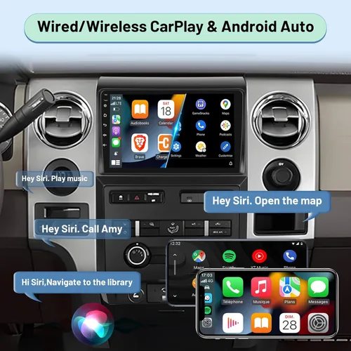 Miniatura 4 de (Para manual y automático AC) Pantalla de 9 pulgadas para Ford F150 Radio 2009 2010 2011 2012, 2+64G Android pantalla táctil F150 estéreo de coche