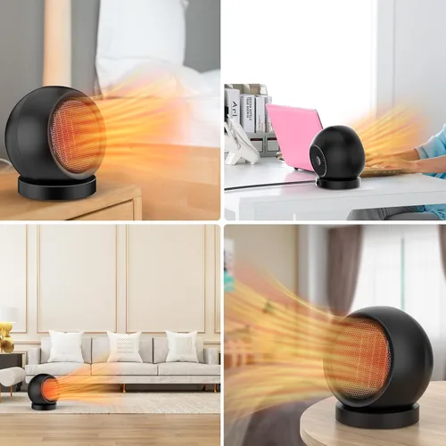 Miniatura 7 de Calentador de escritorio, calentadores de espacio pequeño para uso en interiores, calentador de escritorio seguro y silencioso para dormitorio, Negro