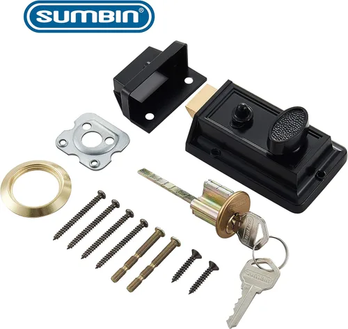 Miniatura 2 de Cerradura nocturna de borde para puerta frontal, color negro