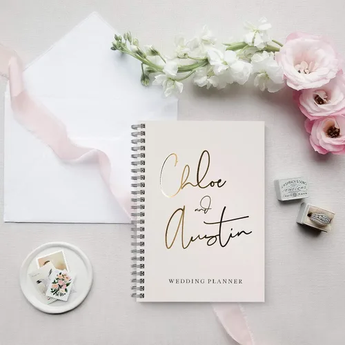 Miniatura 2 de Planificador y organizador de bodas – Lámina de oro real – Agenda de compromiso libro de regalo y calendario, diario de novia