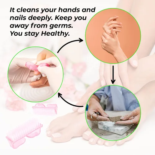 Miniatura 2 de 4 cepillos de uñas para uso diario, 4 tipos diferentes de cepillo de uñas con mango de plástico, cepillo de uñas para limpiar las uñas y pedicura