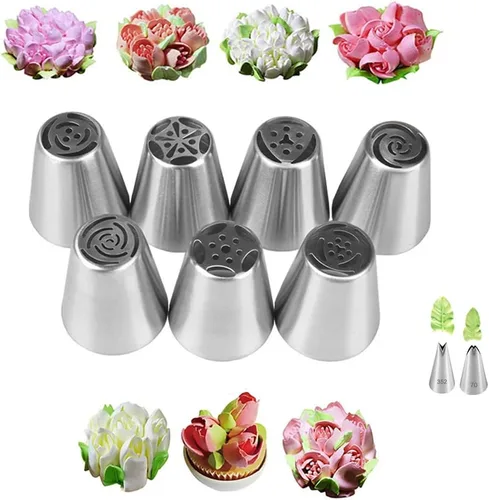 Miniatura 12 de Juego de Boquillas para Glaseado, 3 Boquillas Grandes de Decoración de Acero Inoxidable, Boquillas DIY para Flores de Rosa de Crema, Boquillas