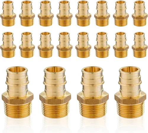 Miniatura 8 de Paquete de 5 accesorios de expansión Seelink PEX-A, adaptador NPT roscado macho de 1/2 x 3/4 pulgadas, accesorio de tubería de expansión de latón
