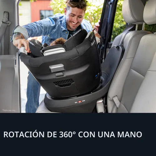 Miniatura 4 de Evenflo Revolve360 Slim 2-en-1 Asiento rotacional para auto con cubierta de limpieza rápida (Negro Salem)