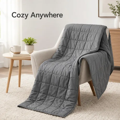 Miniatura 9 de Gkyet Weighted Blanket for Adults, 48" x 72" 15 lbs, Grey Soft Cooling Weighted Blanket with Glass Beads, Breathable All Season Blanket, Machine
